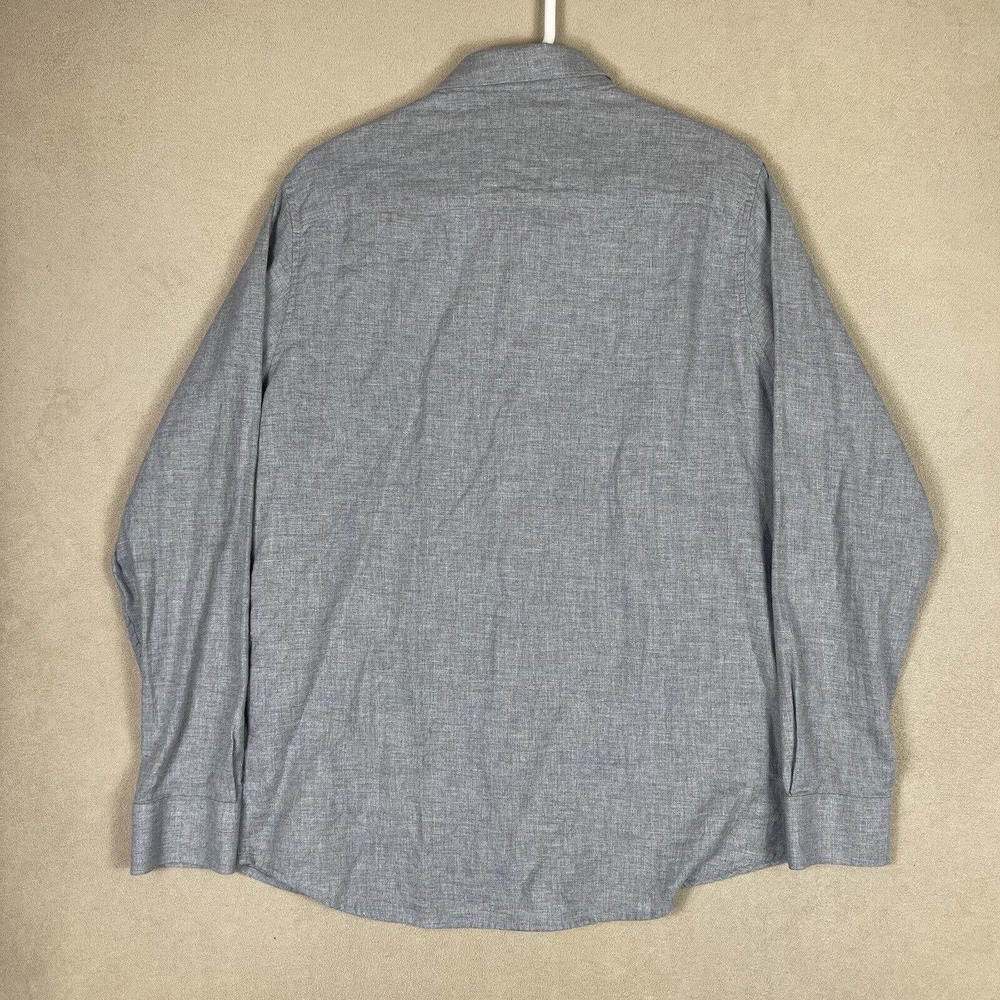 Travis Mathew Mens L Long Sleeve Button Up Shirt Gray 100% Cotton Chest Pocket - Picture 11 of 12